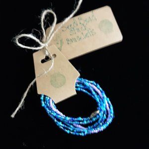 Beautiful Ocean Blues and Purple Beaded Stack Bracelets